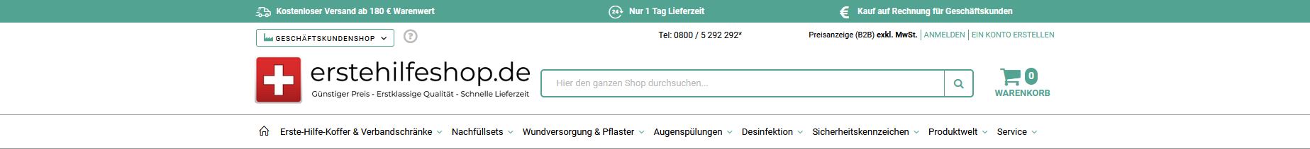 TMS Pro Shop Erstehilfeshop.de Banner