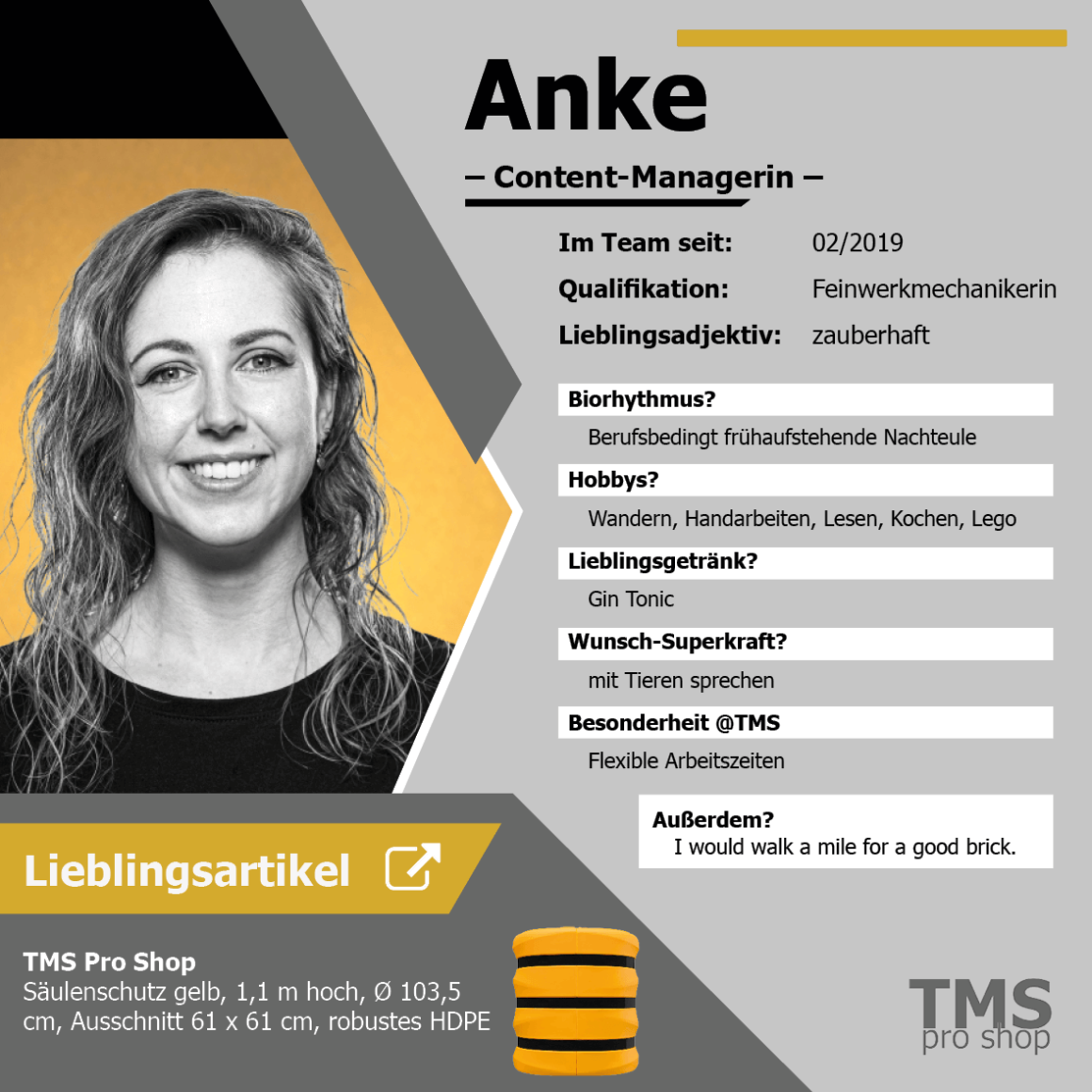 TMS Pro Shop Content Managerin Steckbrief