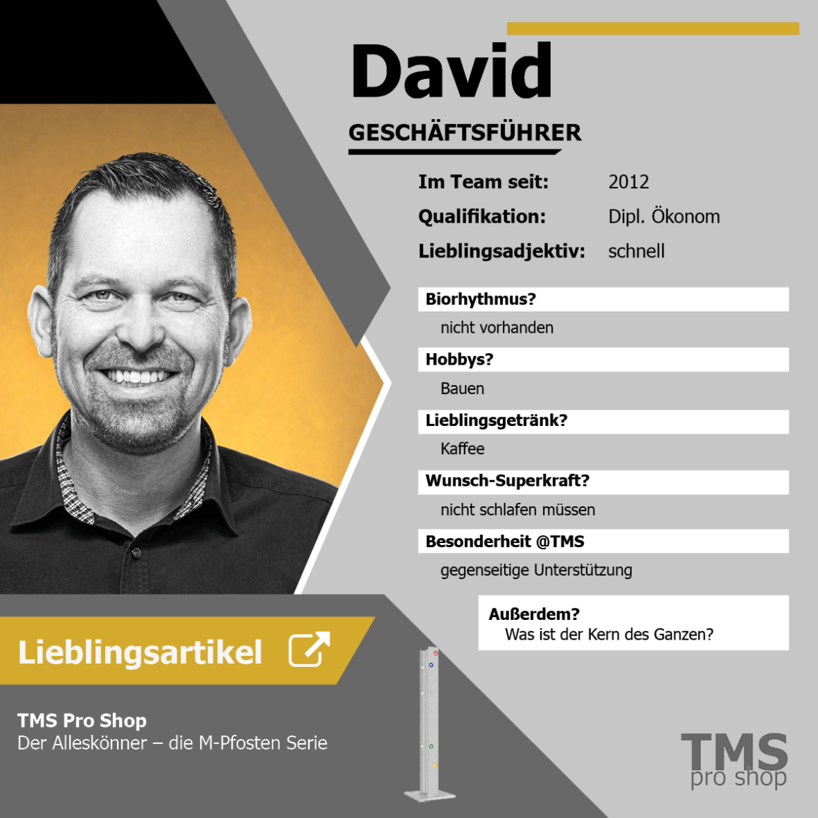 TMS Pro Shop Leitung Steckbrief