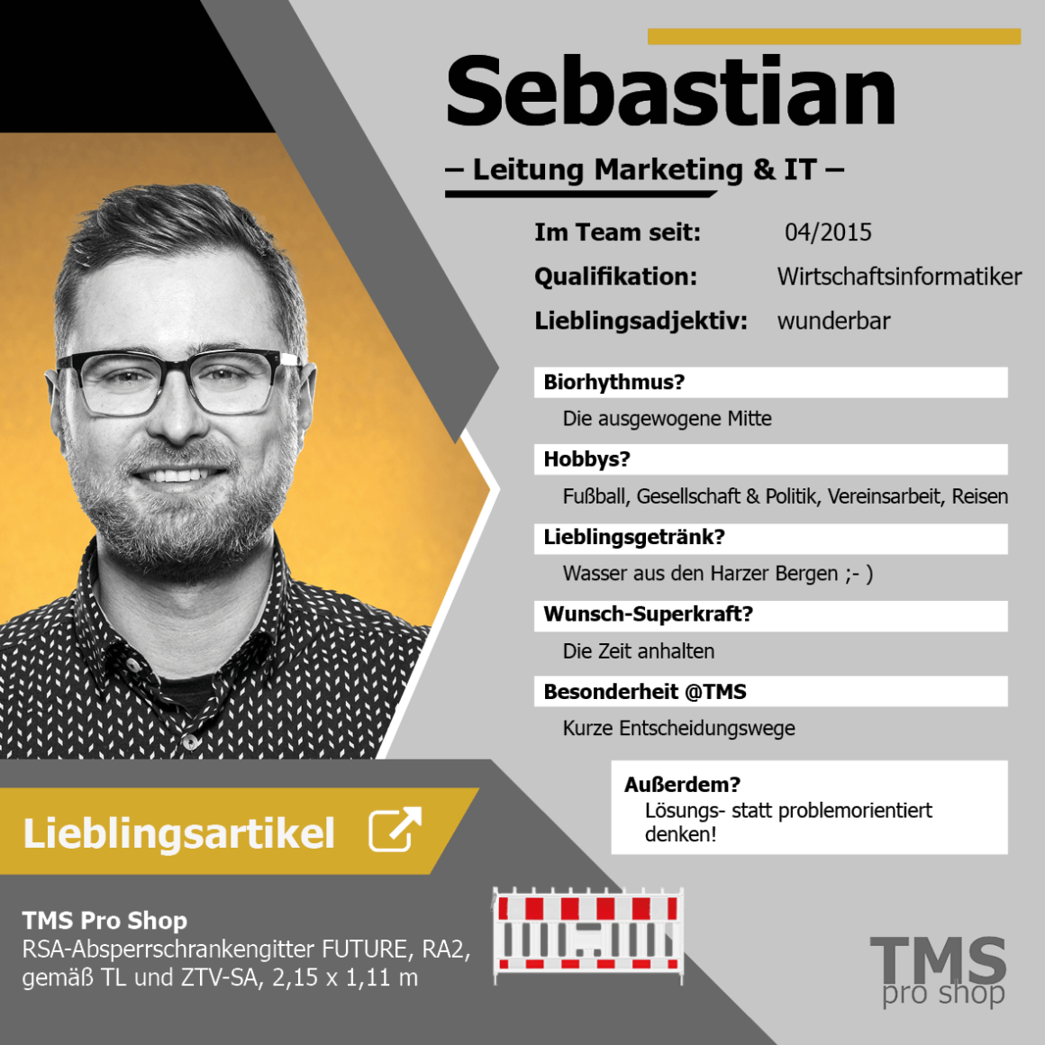 TMS Pro Shop Organisation und Leitung Steckbrief